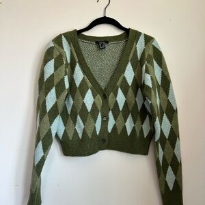 Green Argyle Women's Sweater
